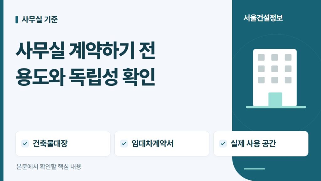 사무실 계약하기 전 용도와 독립성 확인 — 건축물대장, 임대차계약서, 실제 사용 공간