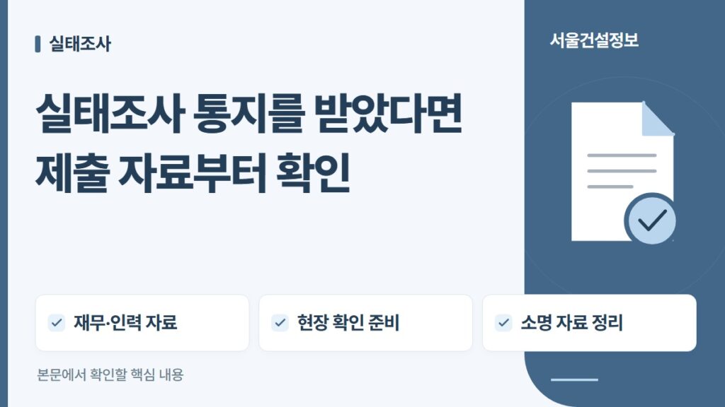 실태조사 통지를 받았다면 제출 자료부터 확인 — 재무·인력 자료, 현장 확인 준비, 소명 자료 정리
