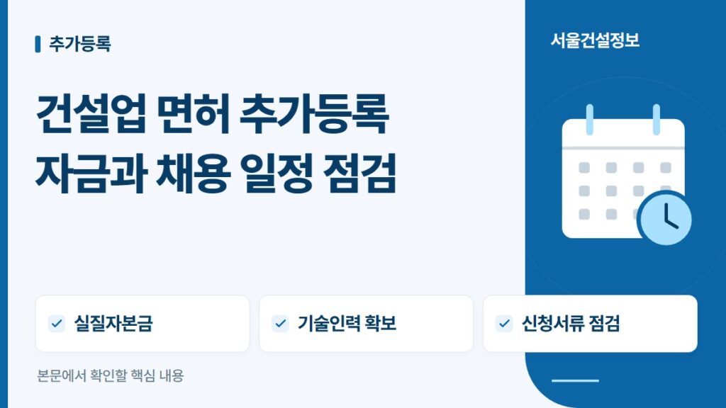 건설업 면허 추가등록 자금과 채용 일정 점검 — 실질자본금, 기술인력 확보, 신청서류 점검
