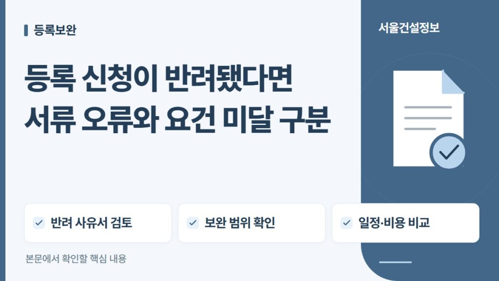 등록 신청이 반려됐다면 서류 오류와 요건 미달 구분 — 반려 사유서 검토, 보완 범위 확인, 일정·비용 비교