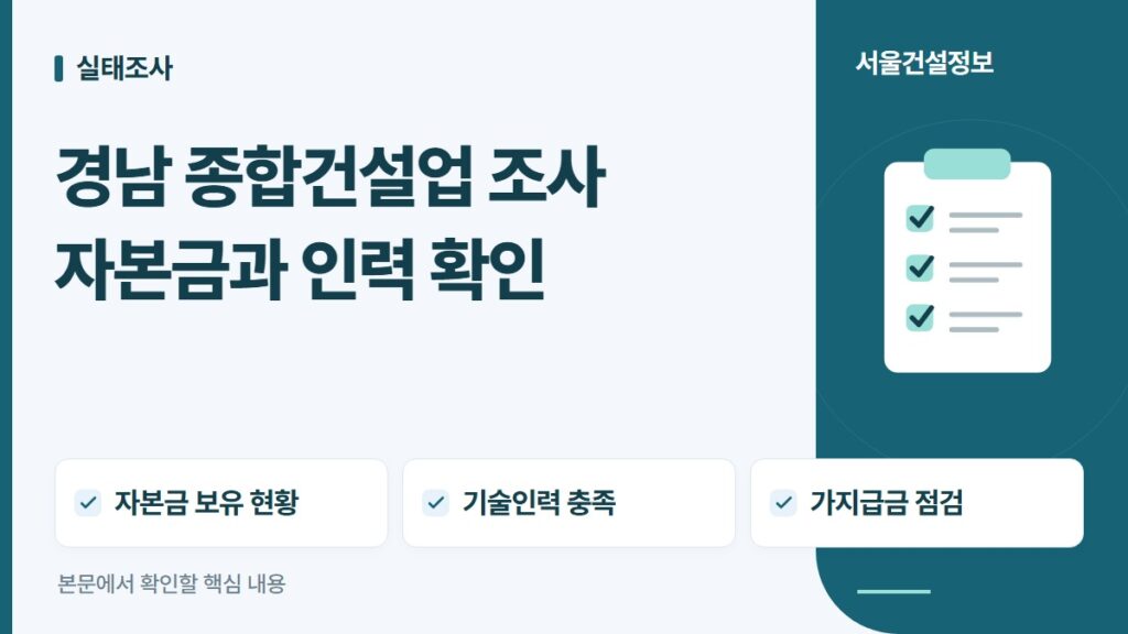 경남 종합건설업 조사 자본금과 인력 확인 — 자본금 보유 현황, 기술인력 충족, 가지급금 점검