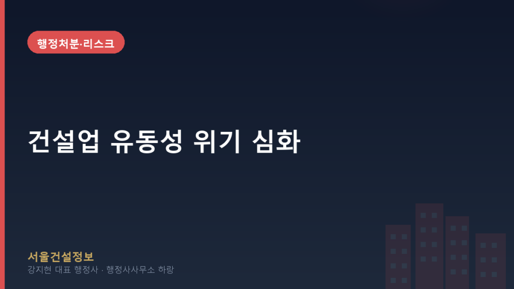 행정처분·리스크 — 건설업 유동성 위기 심화, 영업정지 급증! 면허 유지 전략이 시급합니다