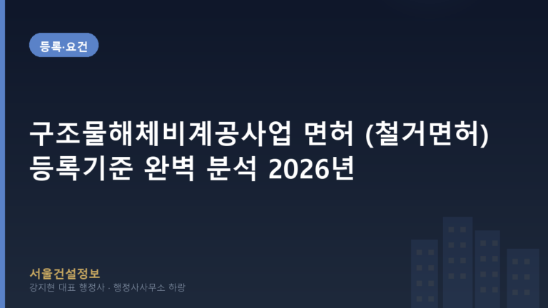 등록·요건 — 구조물해체비계공사업 면허 (철거면허) 등록기준 완벽 분석 2026년