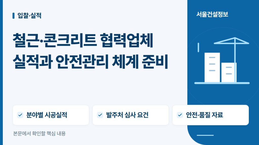 철근·콘크리트 협력업체 실적과 안전관리 체계 준비 — 분야별 시공실적, 발주처 심사 요건, 안전·품질 자료