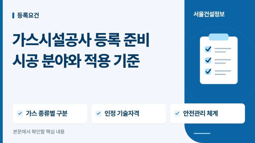 가스시설공사 등록 준비 시공 분야와 적용 기준 — 가스 종류별 구분, 인정 기술자격, 안전관리 체계