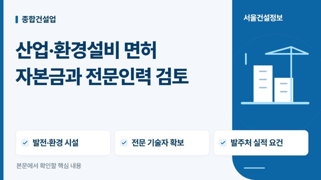 산업·환경설비 면허 자본금과 전문인력 검토 — 발전·환경 시설, 전문 기술자 확보, 발주처 실적 요건